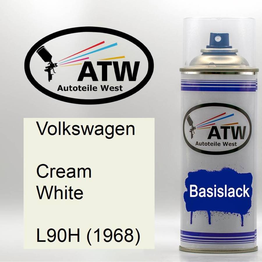 Volkswagen, Cream White, L90H (1968): 400ml Sprühdose, von ATW Autoteile West.